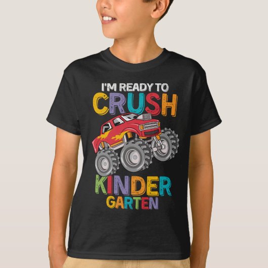Kinder Monster Truck Ich bin bereit, den Kindergar T-Shirt (Vorderseite)