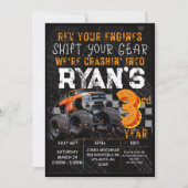 Kinder Monster Truck Kundgebung 3. Geburtstag Part Einladung (Vorderseite)