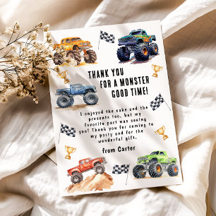 Kinder-Monster-Trucks-Geburtstagsfeier Dankeskarte