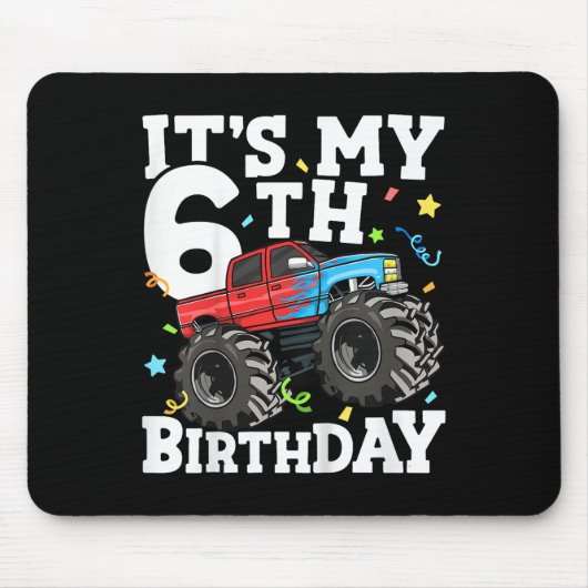 Kinder Monstertruck Mein 6. Geburtstag Junge 6 Mousepad (Vorne)