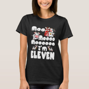 Kinder Moo Ich bin 11 Farm Thema Geburtstag 11 Jah T-Shirt