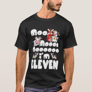 Kinder Moo Ich bin 11 Farm Thema Geburtstag 11 Jah T-Shirt