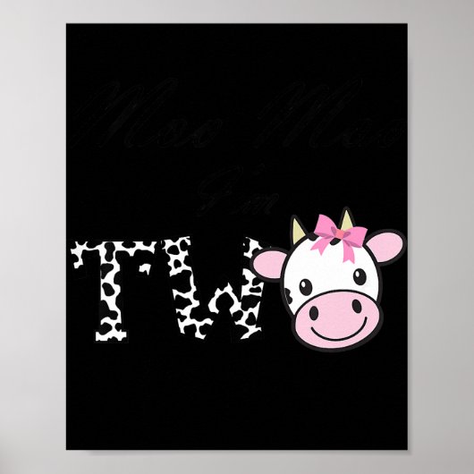 Kinder Moo Moo Ich bin zwei Geburtstags-T-Shirt 2  Poster (Vorne)