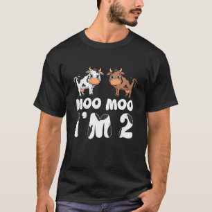 Kinder Moo Moo Ich bin Zwei Niedliche Kuh 2. Gebur T-Shirt