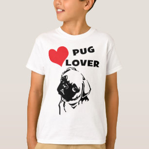Kinder Mops Lover Red Heart Dog T-Shirt