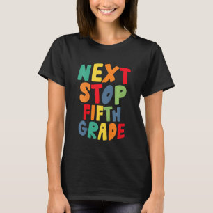 Kinder Nächster Stopp Fünfte Stufe Cooler Regenbog T-Shirt