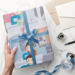 Kinder nähen Klasse Spaß beim Crafting und Lernen Geschenkpapier