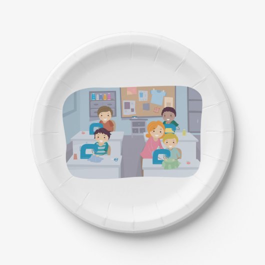 Kinder nähen Klasse Spaß beim Crafting und Lernen Pappteller (Vorderseite)