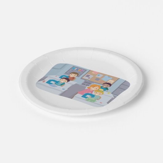 Kinder nähen Klasse Spaß beim Crafting und Lernen Pappteller (Schrägansicht)