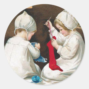 Kinder nähen runder aufkleber