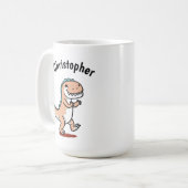 Kinder Name Funny Dinosaur Kaffeetasse (Vorderseite Links)