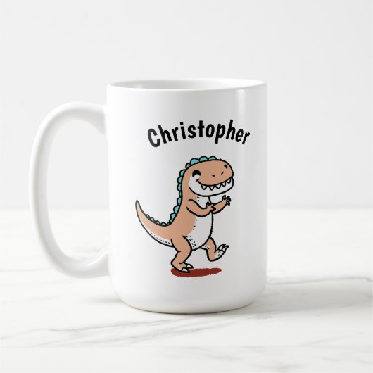 Kinder Name Funny Dinosaur Kaffeetasse (Links)