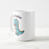 Kinder Name Funny Dinosaur Kaffeetasse (Vorderseite Links)