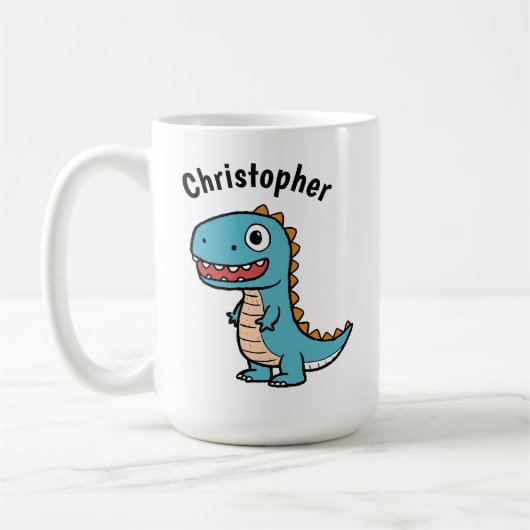 Kinder Name Funny Dinosaur Kaffeetasse (Links)