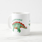 Kinder Name Funny Watercolor Dinosaurier Kaffeetasse (Vorderseite Links)