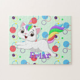 Kinder Name glückliche Kittycorn Puzzle Lernaktivi