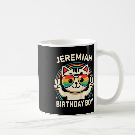 Kinder Name Jeremiah Birthday Boy Cat Kaffeetasse (Rechts)
