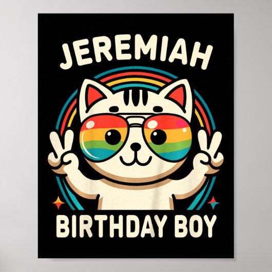 Kinder Name Jeremiah Birthday Boy Cat Poster (Vorne)