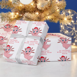 Kinder Name Liebe von Santa Niedlich Axolotl Geschenkpapier