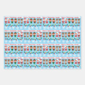 Kinder Name Niedlich Weihnachtsmann-Rentierelfen 3 Geschenkpapier Set (Vorderseite 2)