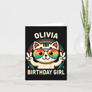 Kinder Name Olivia Birthday Girl Cat Karte