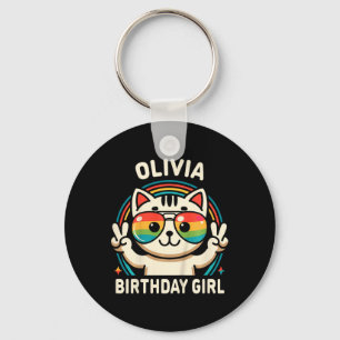 Kinder Name Olivia Birthday Girl Cat Schlüsselanhänger