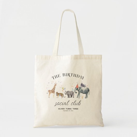 Kinder Name Party Tier | Birthday Favor Tragetasche (Vorne)