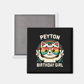 Kinder Name Peyton Birthday Girl Cat Magnet (Vorderseite/Rückseite)