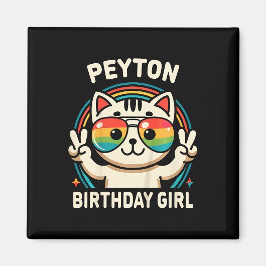 Kinder Name Peyton Birthday Girl Cat Magnet (Vorne)