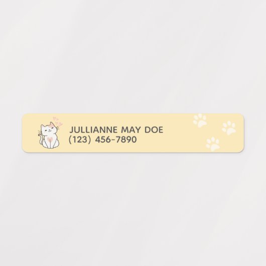 Kinder Name und Telefon Niedlich Katze wasserdicht Etiketten (Design 2)