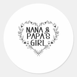 Kinder Nana & Papas Girl Blumenherz bis Grandd Runder Aufkleber