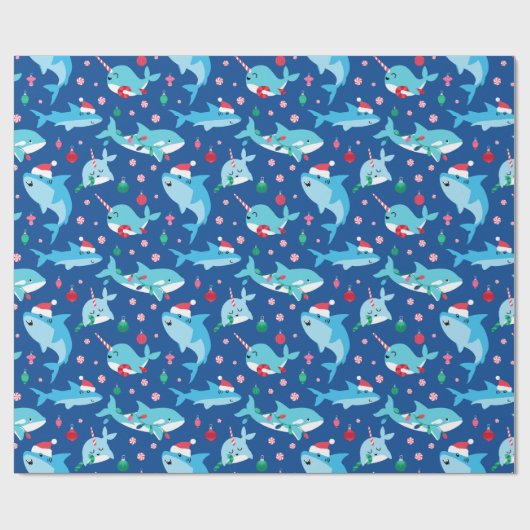 Kinder Narwhal Shark unter dem Meer Weihnachten Geschenkpapier (Flach)