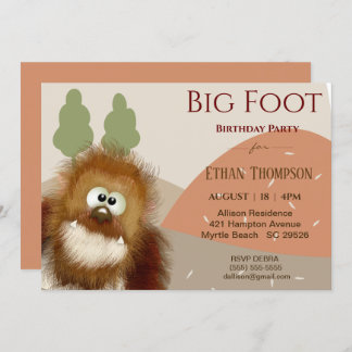 Kinder Natur Big Foot/ Sasquatch Geburtstagsparty Einladung