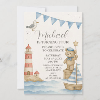 Kinder Nautic Birthday Invite Einladung