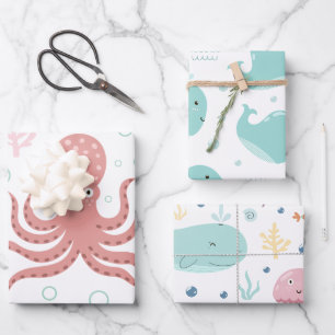 Kinder-Nautik-Muster Geschenkpapier Set