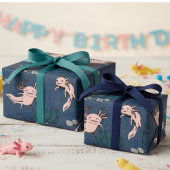 Kinder Navy Green Underwater Axolotl Zeichnend Geschenkpapier