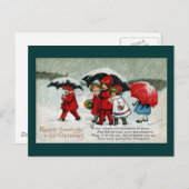 Kinder Neath Umbrellas im Schnee Feiertagspostkarte (Vorne/Hinten)