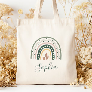 Kinder nennen Boho Rainbow Dots Earth Tones Tragetasche