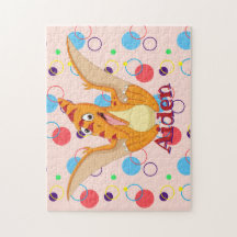 Kinder nennen Dinosaurier Puzzle Lernaktivität