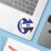 Kinder nennen Jersey Nummer Blue Black Volleyball Aufkleber (Laptop mit iPhone)