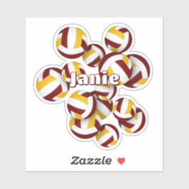 Kinder nennen Maroon Gold Team Farben Volleyballs Aufkleber