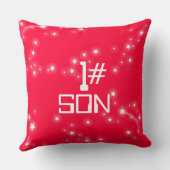 Kinder nennen Raketensucher schwarz-rotes Kissen (Rückseite)