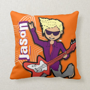 Kinder nennen rockstar Gitarrenjungen orange lila Kissen