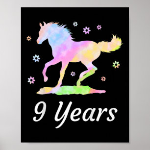 Kinder Neunjährige 9. Geburtstag Pferdereiter Rege Poster