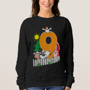 Kinder neunte 9. Geburtstagsfarm Tierkühe Schweine Sweatshirt