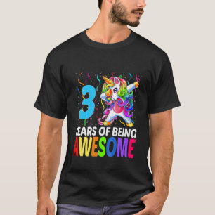Kinder Niedlich 3 Jahre alt Einhorn Dabbing 3. Geb T-Shirt