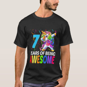 Kinder Niedlich 7 Jahre alt Einhorn Dabbing 7. Geb T-Shirt
