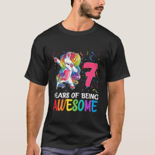 Kinder Niedlich 7 Jahre alt Einhorn Dabbing 7. Geb T-Shirt