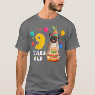 Kinder Niedlich 9 Jahre alter Mops Hund über 9. Ge T-Shirt
