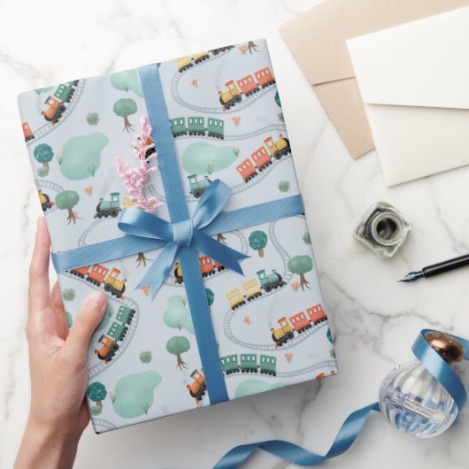 Kinder Niedlich Blue Travel Pattern Boys Geburtsta Geschenkpapier (Schenken)